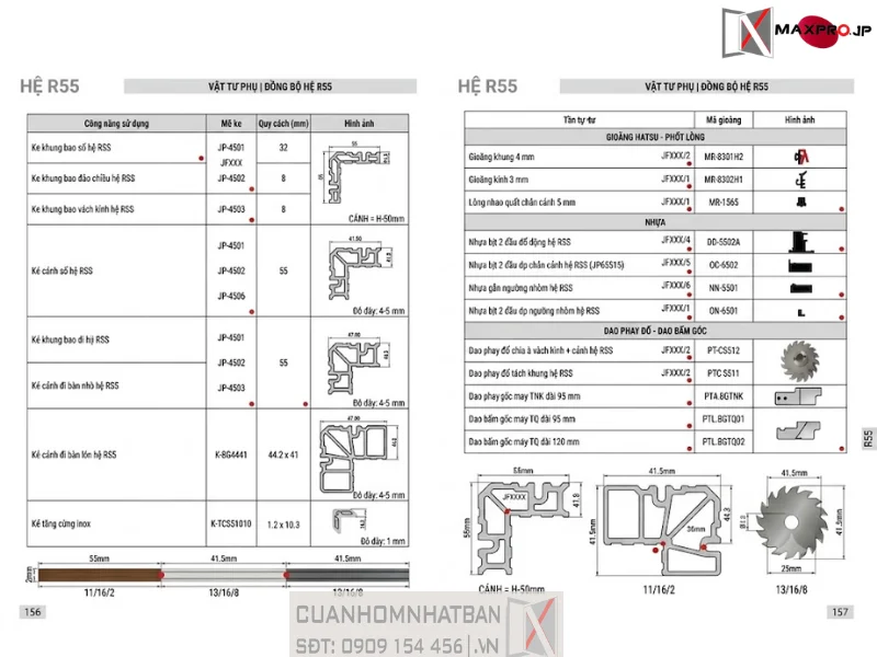 CỬA ĐI – CỬA SỔ MỞ QUAY HỆ R55