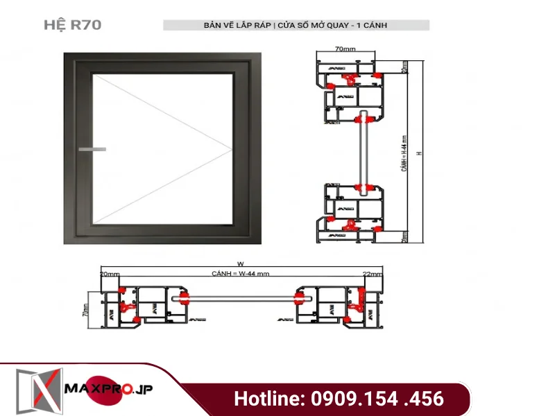 CỬA ĐI - CỬA SỔ MỞ QUAY HỆ R70