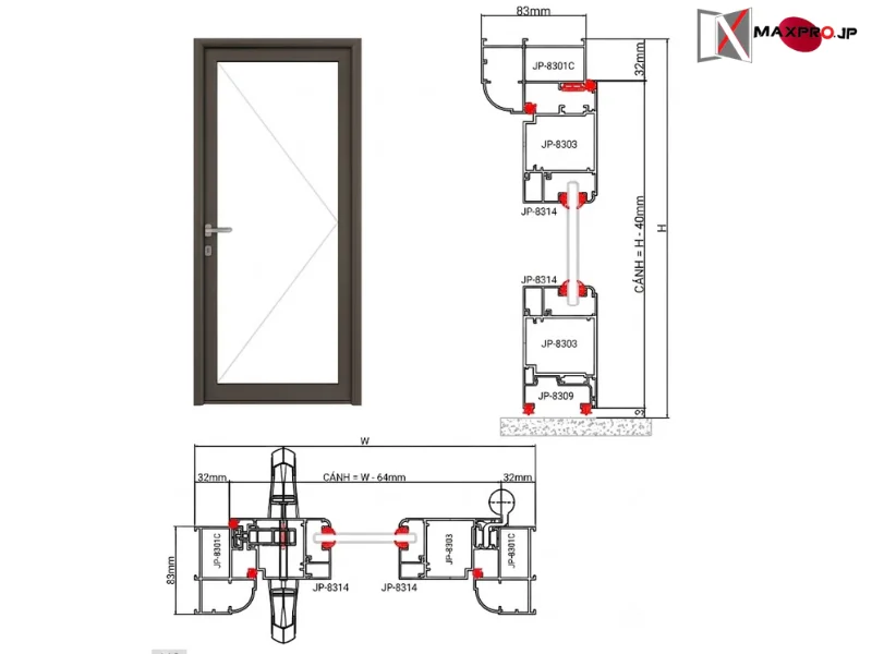 CỬA ĐI – CỬA SỔ MỞ QUAY HỆ R83