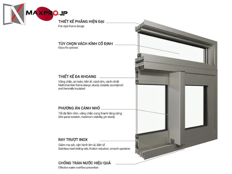 CỬA ĐI MỞ TRƯỢT HỆ SD115