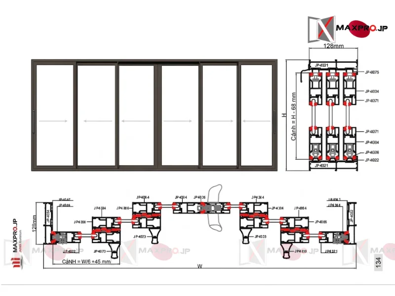 CỬA ĐI MỞ TRƯỢT HỆ SD83 Plus