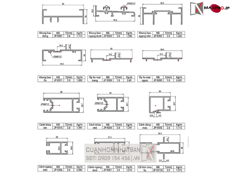 CỬA ĐI MỞ TRƯỢT HỆ SD93