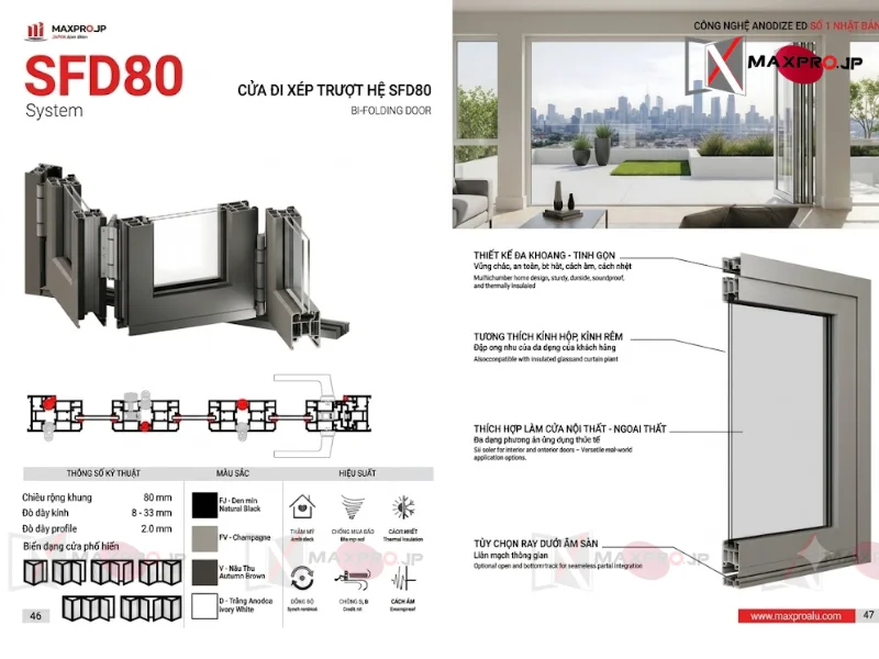 CỬA ĐI XẾP TRƯỢT HỆ SFD80
