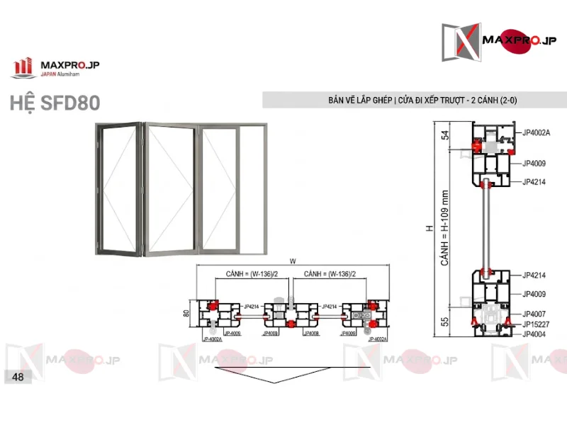 CỬA ĐI XẾP TRƯỢT HỆ SFD80