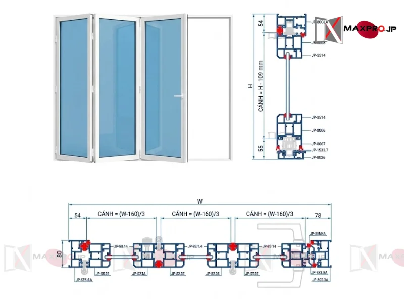 CỬA ĐI XẾP TRƯỢT HỆ SFD80