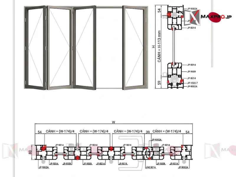 CỬA ĐI XẾP TRƯỢT HỆ SFD80