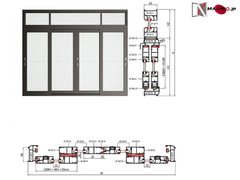 CỬA SỔ MỞ TRƯỢT HỆ SW65